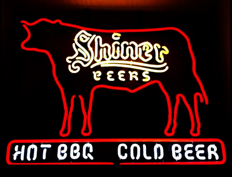 Shiner Beer Hot BBQ Barbeque Cold Beer Neon